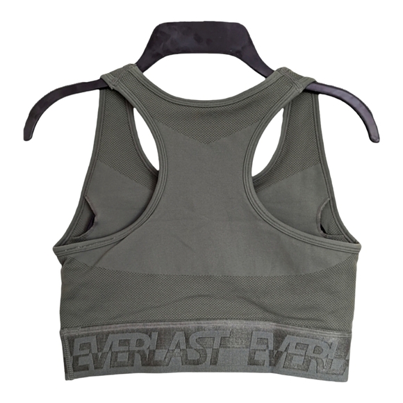 Everlast Olive Khaki Seamless Racerback Logo Branded Sport Bra Med Support 6 S - Picture 2 of 7